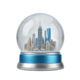 Snow Globe Cityscape Icon - Winter Urban Scene