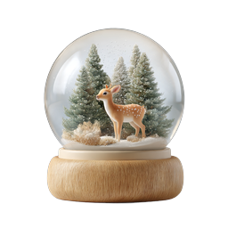 Winter Snow Globe with Spotted Fawn Decoration