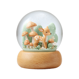 Charming Clay Snow Globe with Baby Deer and Mushrooms