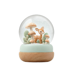 Snow Globe with Baby Deer and Mushrooms - 3D Clay Icon