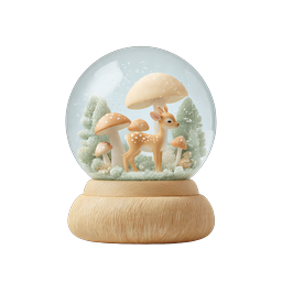 Enchanted Snow Globe with Fawn and Mushrooms Icon