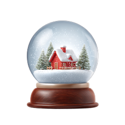 Snow Globe with Red House Winter Christmas Icon