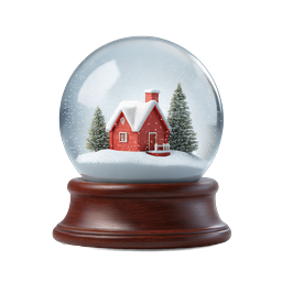 Snow Globe with Red House Winter Icon | Holiday Decoration