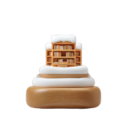 Snow Globe Library Icon - Cozy Winter Reading Scene