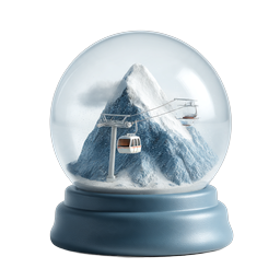 Snow Globe Mountain Cable Car Icon | Winter Travel