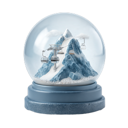 Snow Globe Mountain with Cable Car 3D Icon