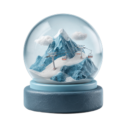 Winter Mountain Snow Globe with Cable Car Icon
