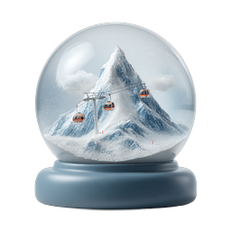 Snow Globe Mountain Cable Car 3D Icon