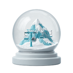 Snow Globe Mountain Cable Car 3D Icon