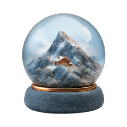 Snow Globe Mountain Scene - Winter Cabin Icon