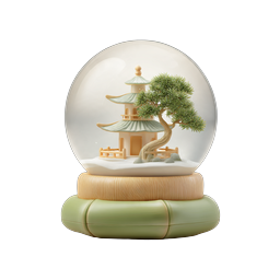 Snow Globe Japanese Pagoda Bonsai Tree Icon