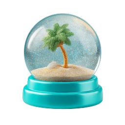 Tropical Palm Tree Snow Globe Icon - Realistic 3D