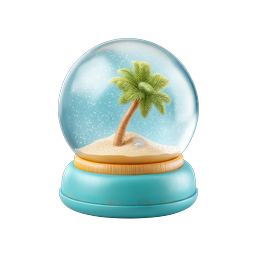 Tropical Snow Globe with Palm Tree - 3D Realistic Icon