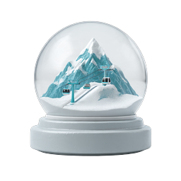 Snow Globe with Mountain Ski Lift 3D Icon