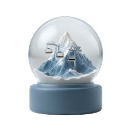 Snow Globe Ski Resort Icon | Winter Mountain Cable Car