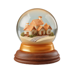 Snow Globe Village Icon - Charming Miniature Houses