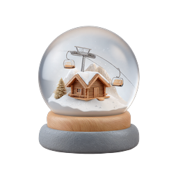 Winter Snow Globe Cabin with Ski Lift Icon
