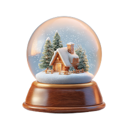 Christmas Snow Globe with Cozy Log Cabin Winter Scene