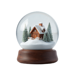 Snow Globe Winter Cabin Icon - Festive Holiday Decoration