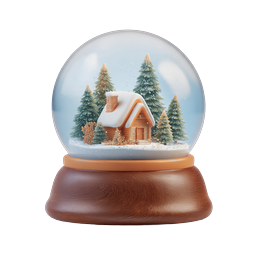 Snow Globe Winter Cabin Icon - Festive Holiday Decoration