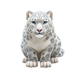Icône 3D de léopard des neiges mignon | Illustration d'animal sauvage