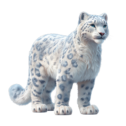Snow Leopard 3D Icon - Majestic Wild Cat Design