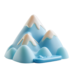 Snow-Capped Mountains 3D Nature Icon for Design