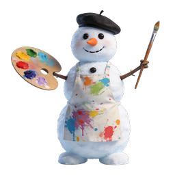 Charming Snowman Artist with Paint Palette Icon