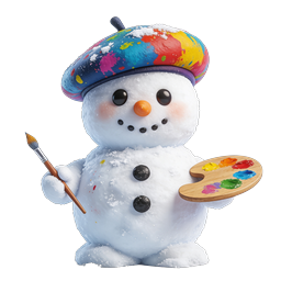 Cute Snowman Artist 3D Icon with Paint Palette
