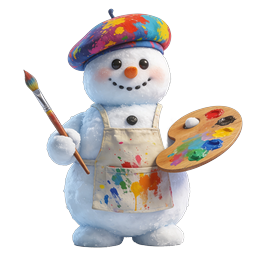 Snowman Artist Painter - Creative Winter Character Icon
