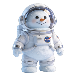 Adorable Snowman Astronaut Icon - NASA Space Suit