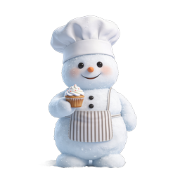 Adorable Snowman Baker Holding Cupcake Icon