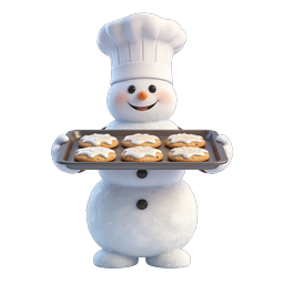 Schneemann-Bäcker mit Keksen - Festliches 3D-Icon