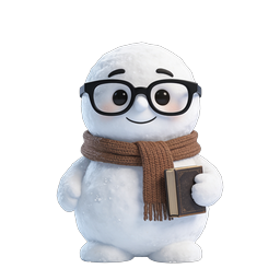 Cute Snowman Reading Book Character Icon - Winter