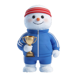 Schneemann-Champion mit goldenem Pokal - Wintersport-Icon