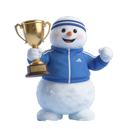 Champion Snowman with Trophy | Winter Victory Icon