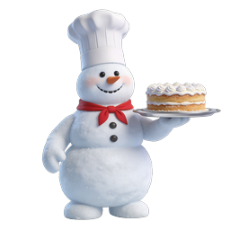 Snowman Chef Holding Cake - Festive Holiday Baking Icon