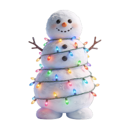 Icono festivo de muñeco de nieve con luces de Navidad