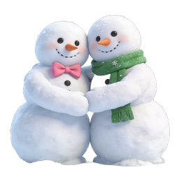 Cute Snowman Couple Hug - Adorable Winter Holiday Icon