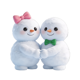 Cute Clay Snowman Couple Hugging Winter Icon