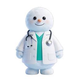 Cute Snowman Doctor Winter Medical Icon | 3D Clay Style