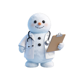 Snowman Doctor Medical Icon - Cute 3D Healthcare Character