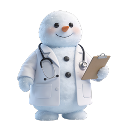 可爱雪人医生图标 - 冬季医疗吉祥物