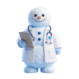 Snowman Doctor Icon - Cute Medical Snowman 3D