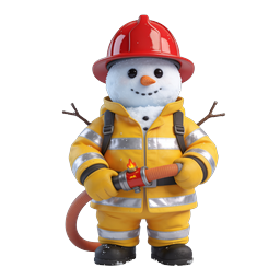 Icône de personnage bonhomme de neige pompier - Design de vacances d'hiver