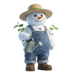 Biểu tượng Người tuyết làm vườn - Nông dân mùa đông 3D dễ thương
