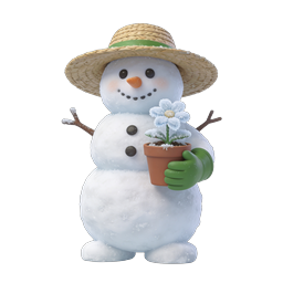 Charming Snowman Gardener with Frosty Flower Icon