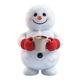 Cheerful Snowman Holding Hot Chocolate Mug Icon