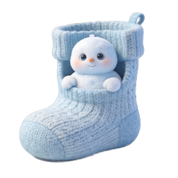 Cute Snowman in Knitted Boot Winter Icon