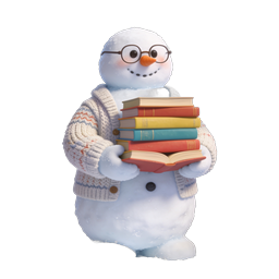 Snowman Reading Books in Cozy Library Illustration
